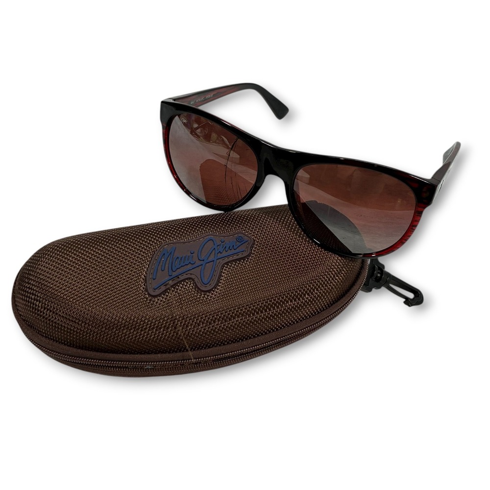 Maui Jim Rising Sun Sunglasses‎ Tortoise Shell Red Mens (CRACKED LENSES)